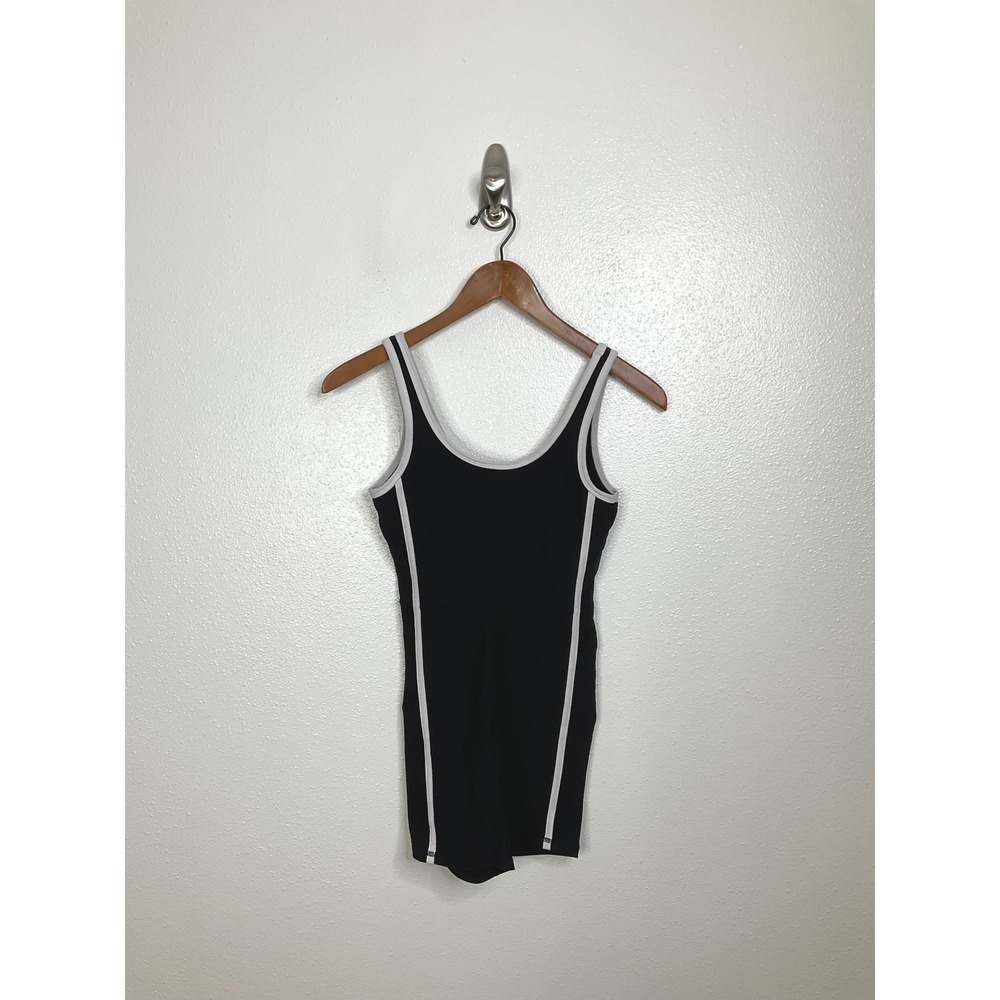 Wilo Melbourne Australia Black Ribbed Romper White Contrast Piping XS